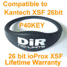 RFID wristband compatible with Kantech ioProx XSF 26bit P40KEY